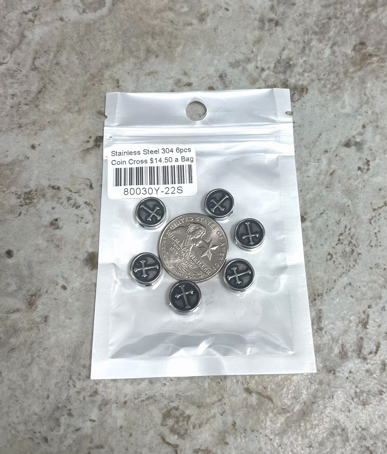 Stainless Steel 304, Coin Cross Shape Spacers, 10mm-1