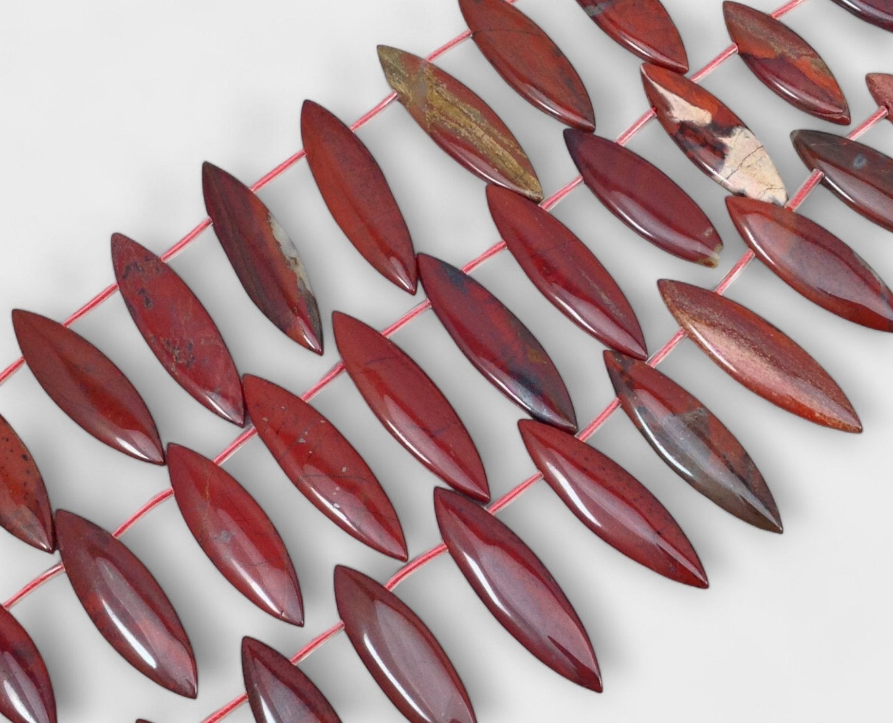 Apple Jasper aka Red Jasper 11x24mm - 14x48mm Graduated Top Drilled Marquise-0