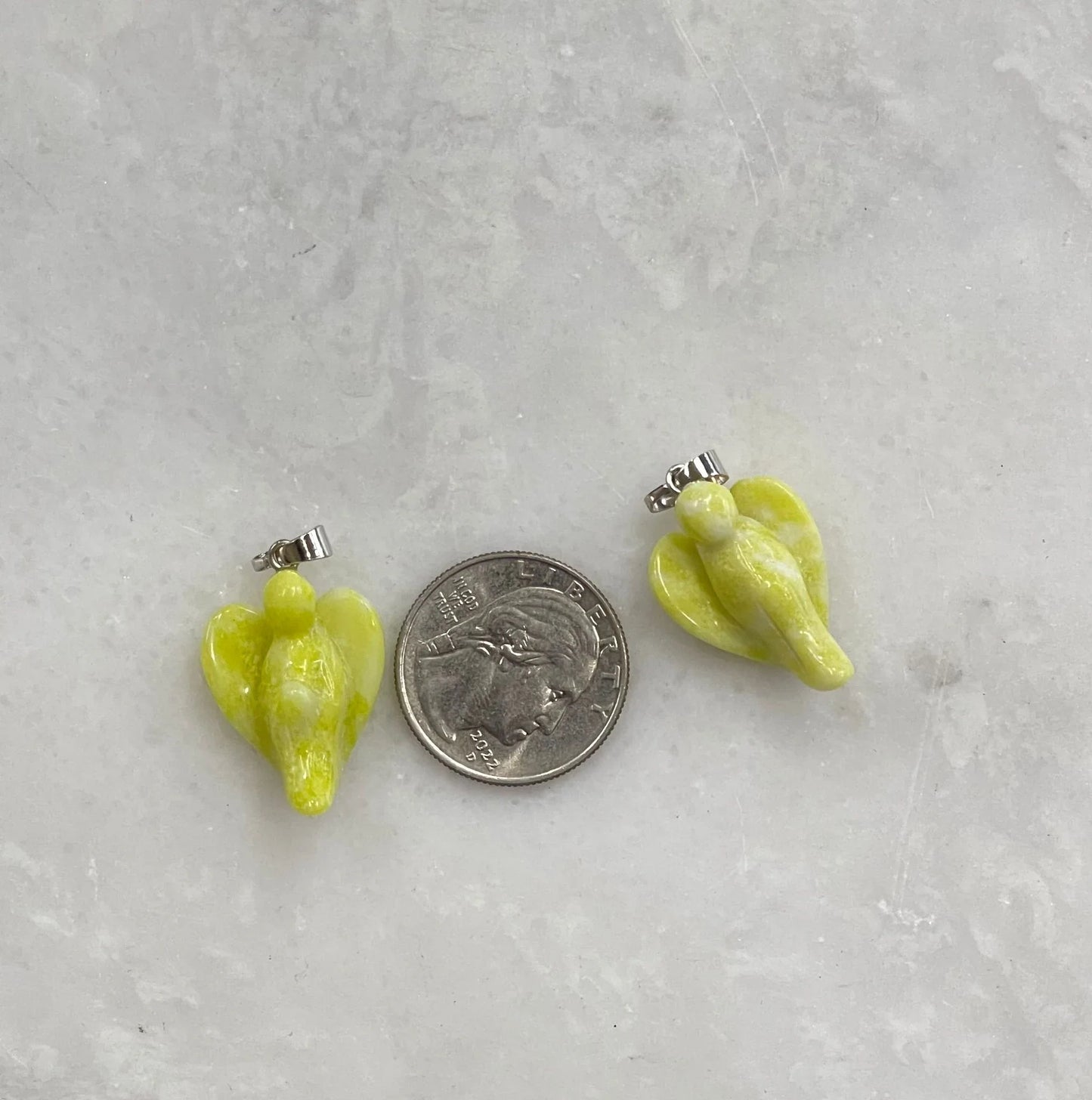 Lemon Chrysoprase Angel w/ Wings Pendant (1 pc)-1
