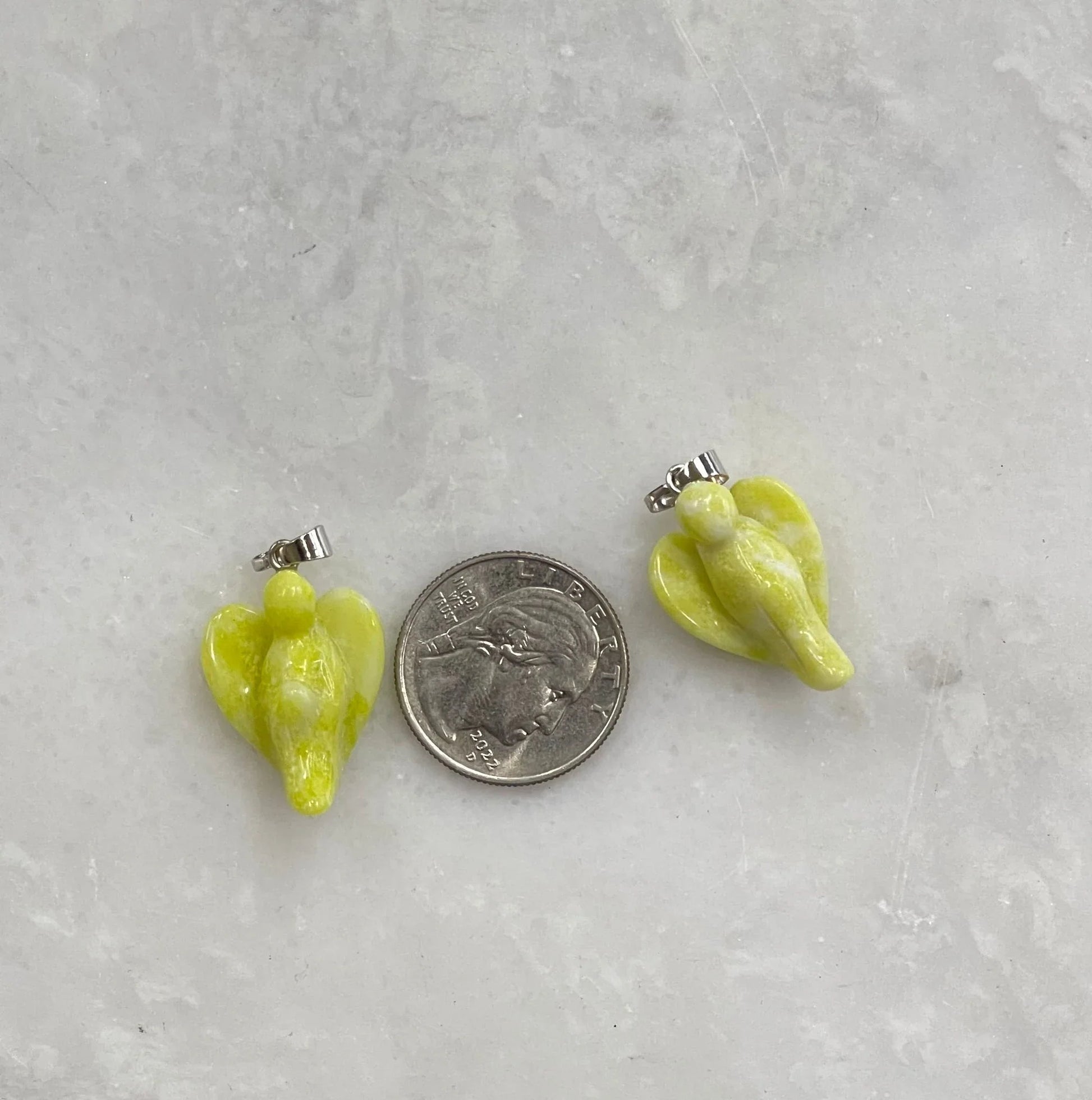 Lemon Chrysoprase Angel w/ Wings Pendant (1 pc)-1