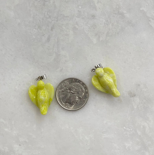 Lemon Chrysoprase Angel w/ Wings Pendant (1 pc)-1